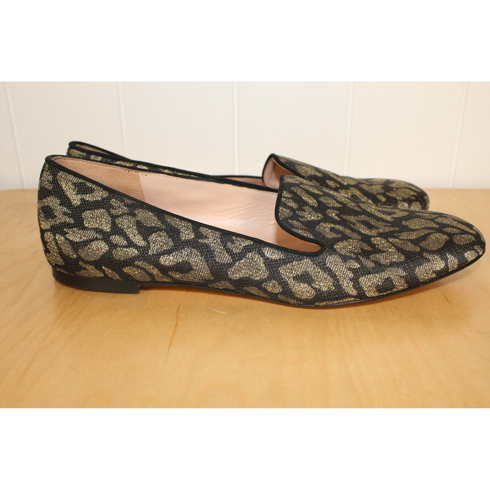 J.Crew Metallic Leopard Jacquard Flats Smoking Loafers Black Womens 9 - Picture 8 of 8